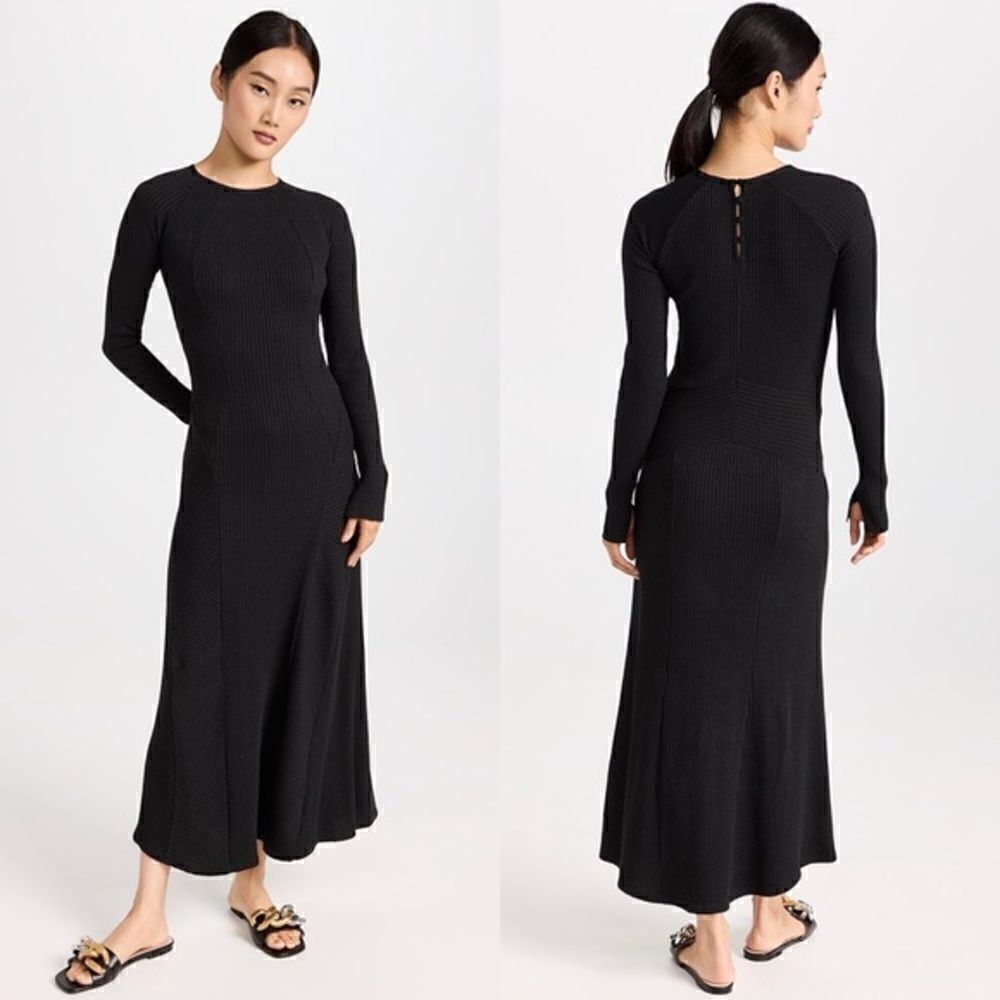 Rag & Bone Echo Maxi Sweater Black Dress Knit  Ribbed Size XXS